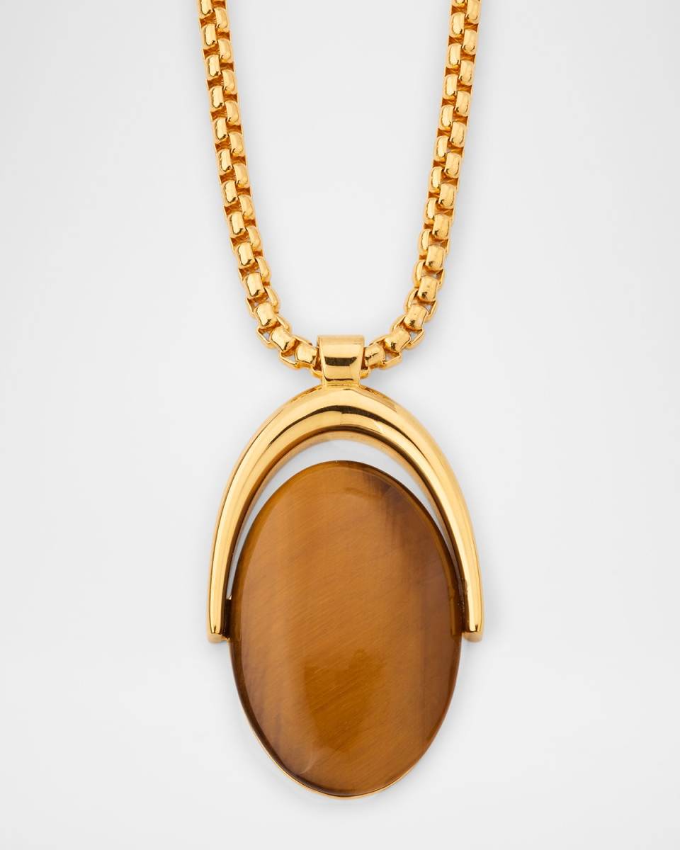 Brass Tiger-Eye Pendant Necklace